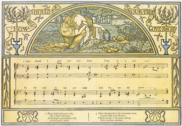 &39;How Should I Your True Love Know&39;, canção de Ophelia de &39;Hamlet&39;, Ato IV, Cena 5, ilustração de &39;Pan-Pipes&39;, Um Livro de Canções Antigas, Recém Arranjado e com Acompanhamentos de Theo. Marzials, publis